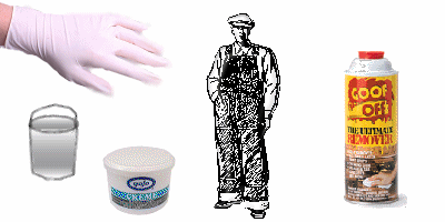 Gloves, Coveralls, Buckets